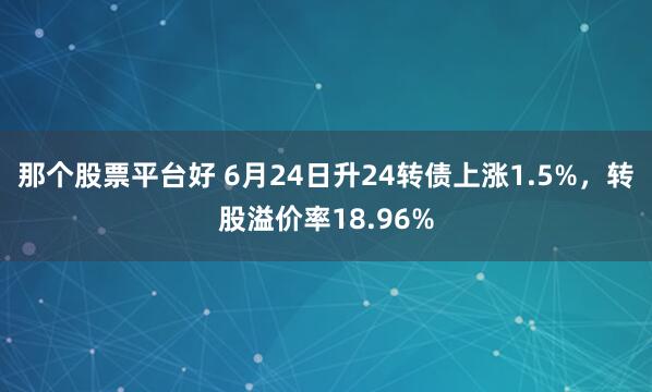 那个股票平台好 6月24日升24转债上涨1.5%，转股溢价率18.96%