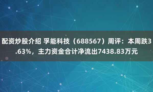配资炒股介绍 孚能科技（688567）周评：本周跌3.63%，主力资金合计净流出7438.83万元