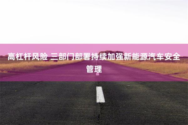 高杠杆风险 三部门部署持续加强新能源汽车安全管理