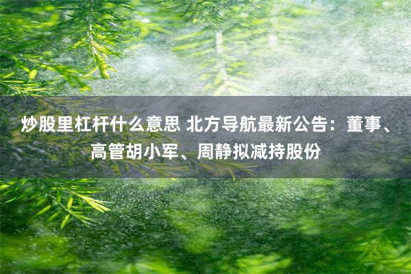 炒股里杠杆什么意思 北方导航最新公告：董事、高管胡小军、周静拟减持股份