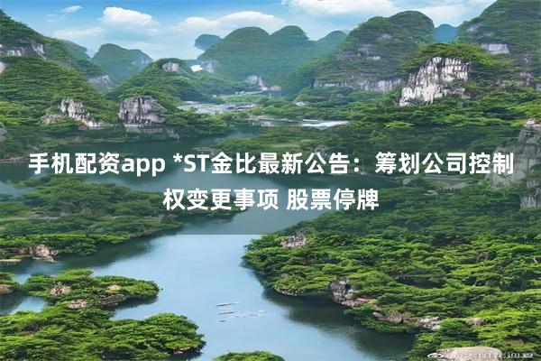 手机配资app *ST金比最新公告：筹划公司控制权变更事项 股票停牌