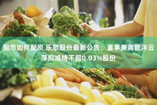 股市如何配资 乐歌股份最新公告：董事兼高管泮云萍拟减持不超0.03%股份