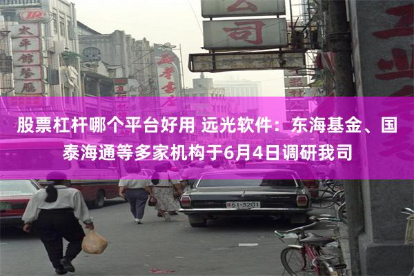 股票杠杆哪个平台好用 远光软件:东海基金、国泰海通等多家机构于6月4日调研我司