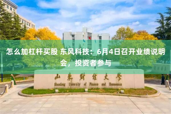 怎么加杠杆买股 东风科技：6月4日召开业绩说明会，投资者参与