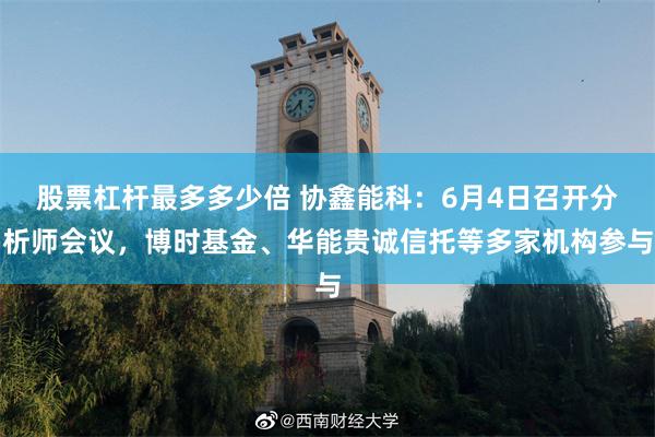股票杠杆最多多少倍 协鑫能科：6月4日召开分析师会议，博时基金、华能贵诚信托等多家机构参与