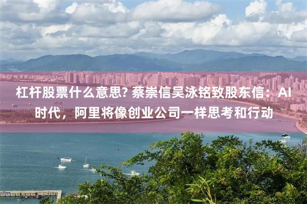 杠杆股票什么意思? 蔡崇信吴泳铭致股东信：AI时代，阿里将像创业公司一样思考和行动