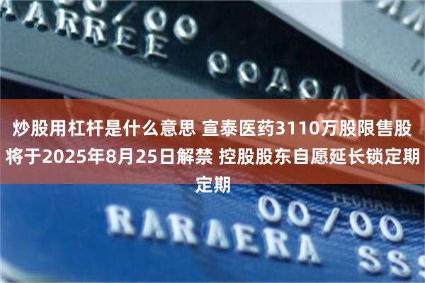 炒股用杠杆是什么意思 宣泰医药3110万股限售股将于2025年8月25日解禁 控股股东自愿延长锁定期