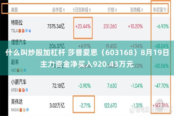 什么叫炒股加杠杆 莎普爱思（603168）8月19日主力资金净买入920.43万元