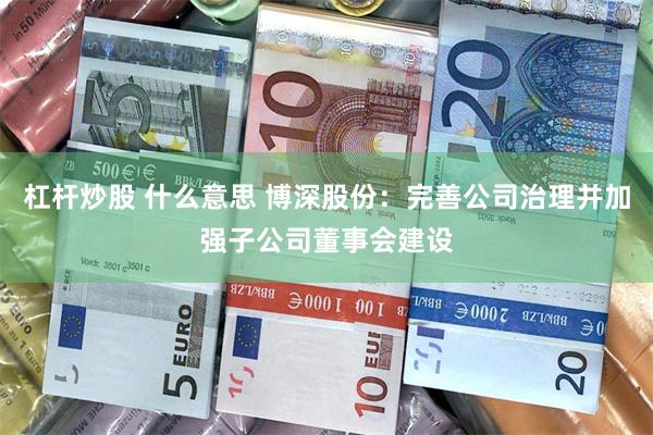 杠杆炒股 什么意思 博深股份:完善公司治理并加强子公司董事会建设