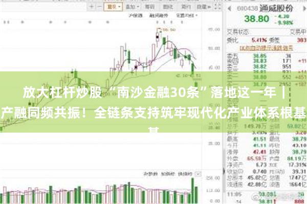 放大杠杆炒股 “南沙金融30条”落地这一年｜产融同频共振！全链条支持筑牢现代化产业体系根基