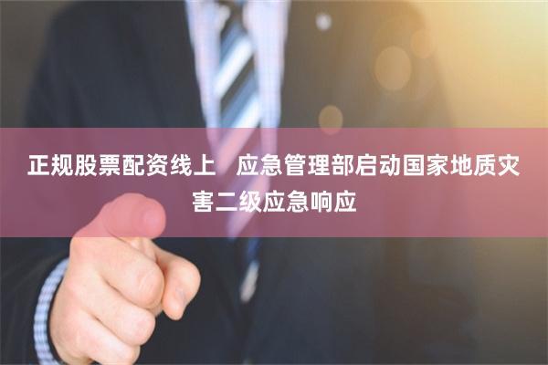 正规股票配资线上 应急管理部启动国家地质灾害二级应急响应
