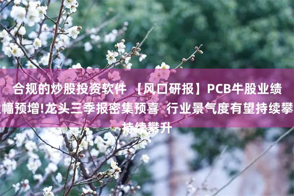 合规的炒股投资软件 【风口研报】PCB牛股业绩大幅预增!龙头三季报密集预喜  行业景气度有望持续攀升